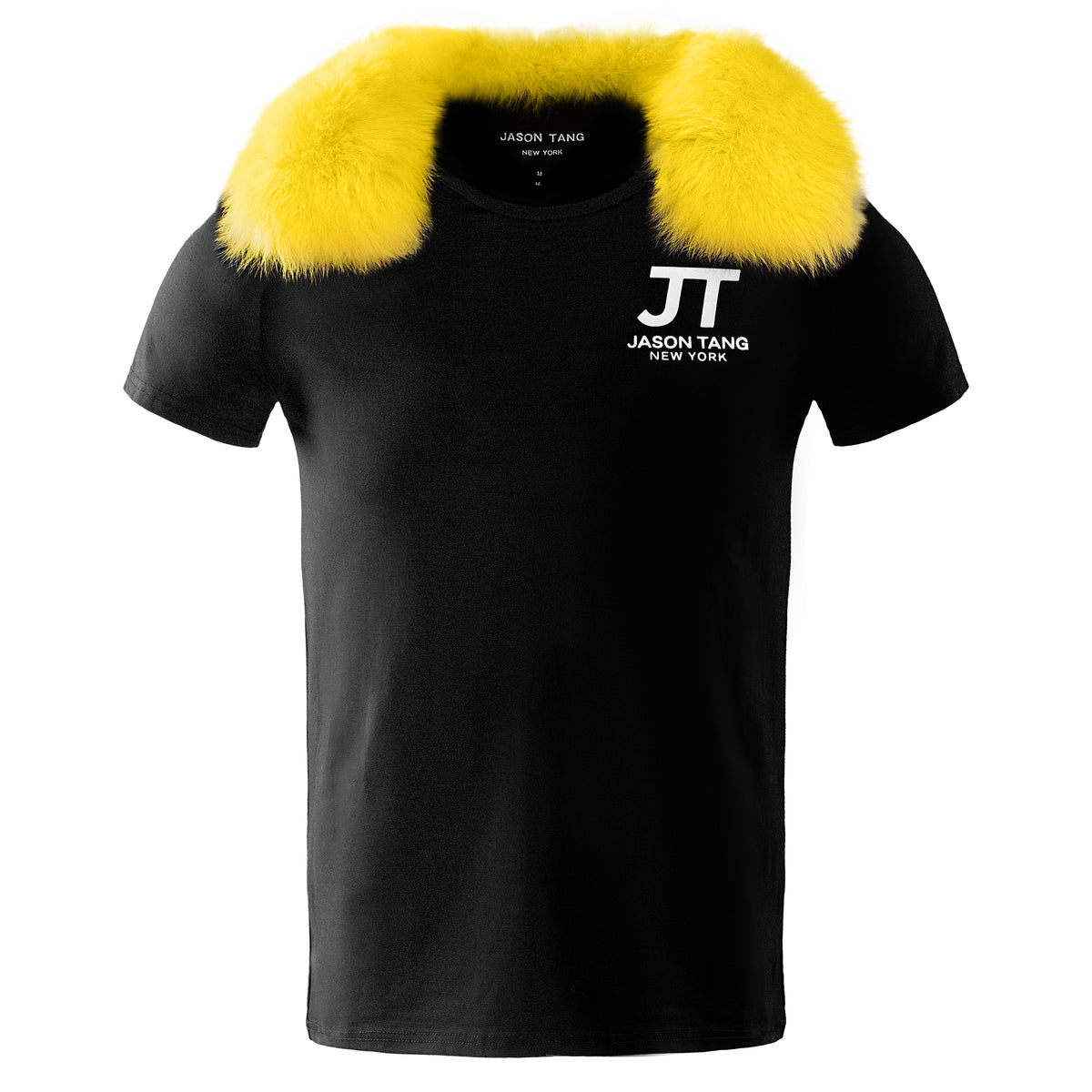 JT 2018 Vintage men’s fur collar T-shirt