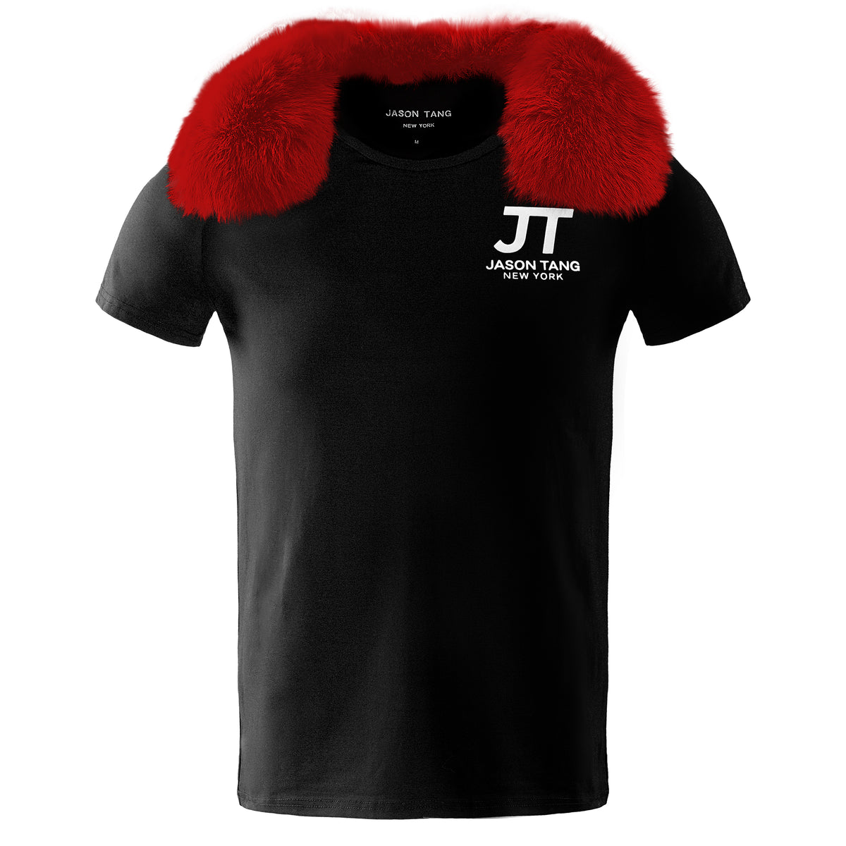JT 2018 Vintage men’s fur collar T-shirt