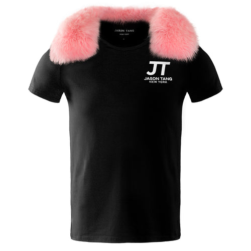 Jason Tang 2018 Vintage men’s fur collar T-shirt