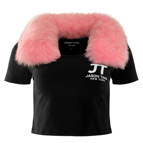 Jason Tang 2018 Vintage women’s fur collar crop top